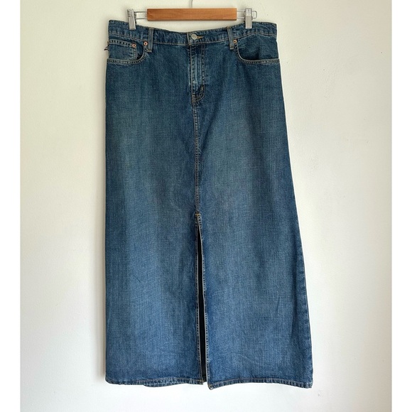 Ralph Lauren • Slit Denim Midi Skirt - Picture 2 of 6